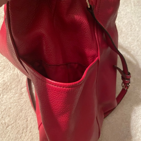 Coach Red PEBBLED Leather Hobo Bag with Slouchy Design - Picture 3 of 5